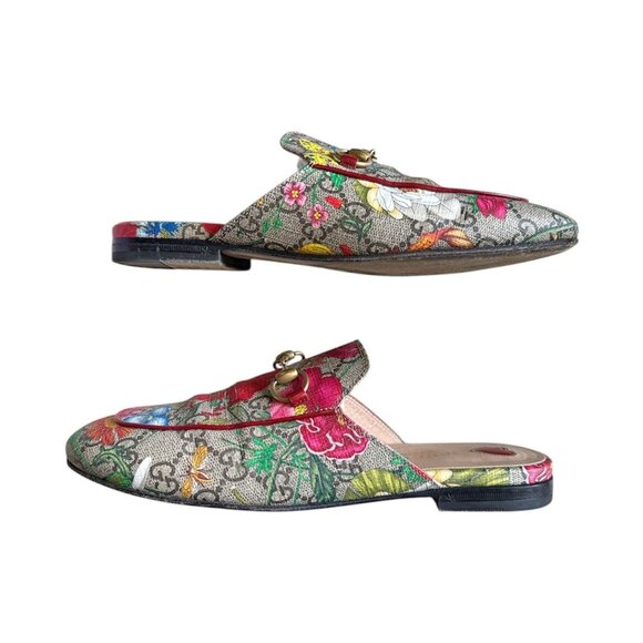 GUCCI Princetown GG Horsebit Flora Loafer Mule EU 36.5 US 6.5 Multicolor Floral - Picture 4 of 10